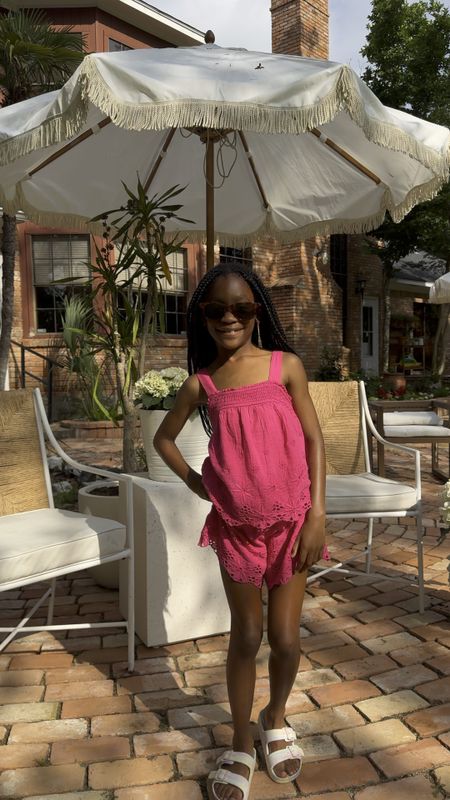 Kids pink two piece set for summer, backyard umbrella, and patio chairs 

#LTKKids #LTKVideo #LTKHome