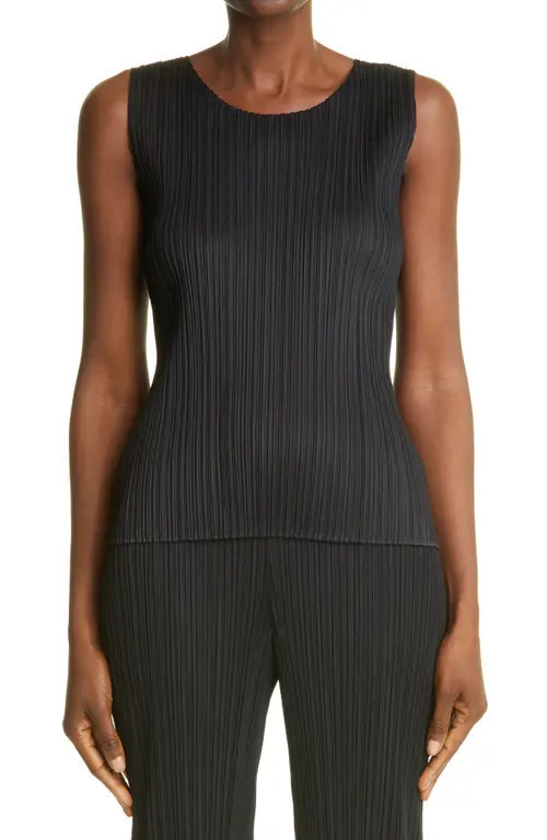 Pleats Please Issey Miyake Basics Pleated Sleeveless Top in Black at Nordstrom, Size 5 | Nordstrom