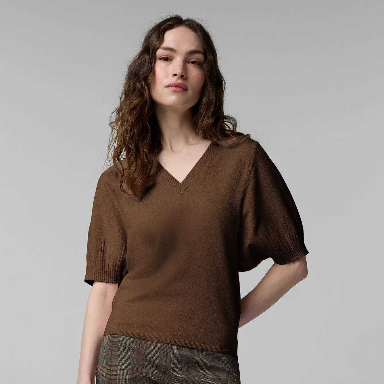 Women's Simply Vera Vera Wang Pleat Sleeve Luxe Cashmere Blend Sweater | Kohl's