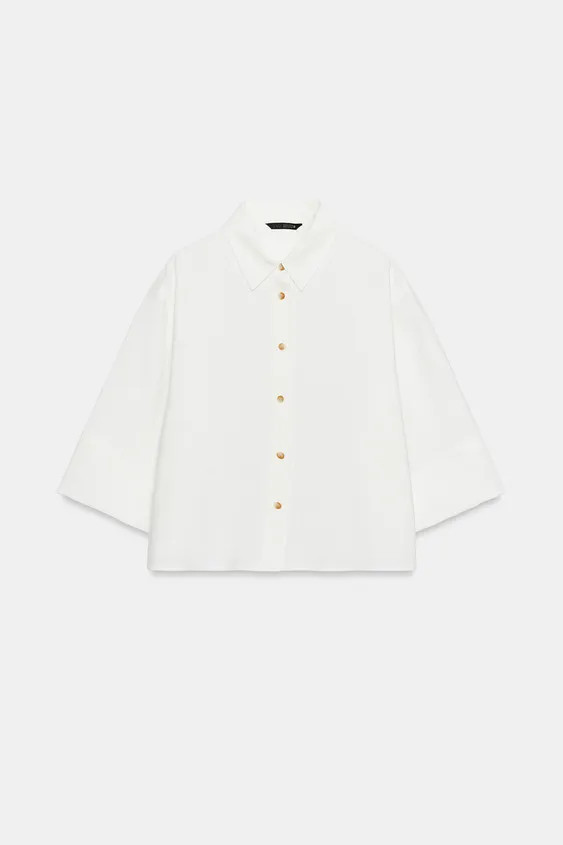 CROPPED SHIRT WITH WIDE SLEEVES | Zara US