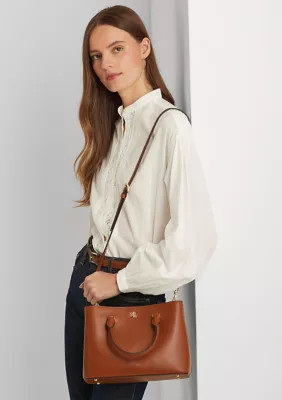 Lauren Ralph Lauren Leather Small Marcy Satchel, Tan | Belk