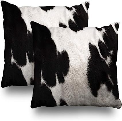 Cow Set of 2 Decorative Pillow Covers,18x18 inch Throw Pillow Covers, an Image of Real Black and ... | Amazon (US)