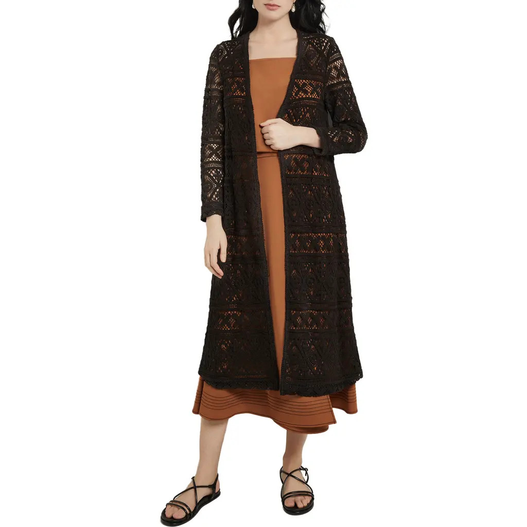 Misook Heritage Open Stitch Duster in Black at Nordstrom, Size Xx-Small | Nordstrom