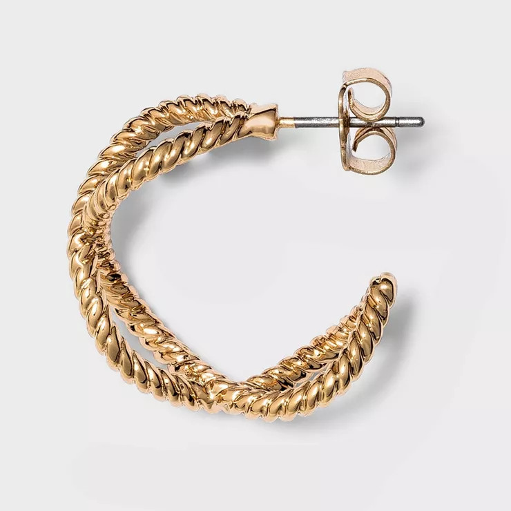Criss Cross Textured Small Hoop Earrings - A New Day™ Gold | Target