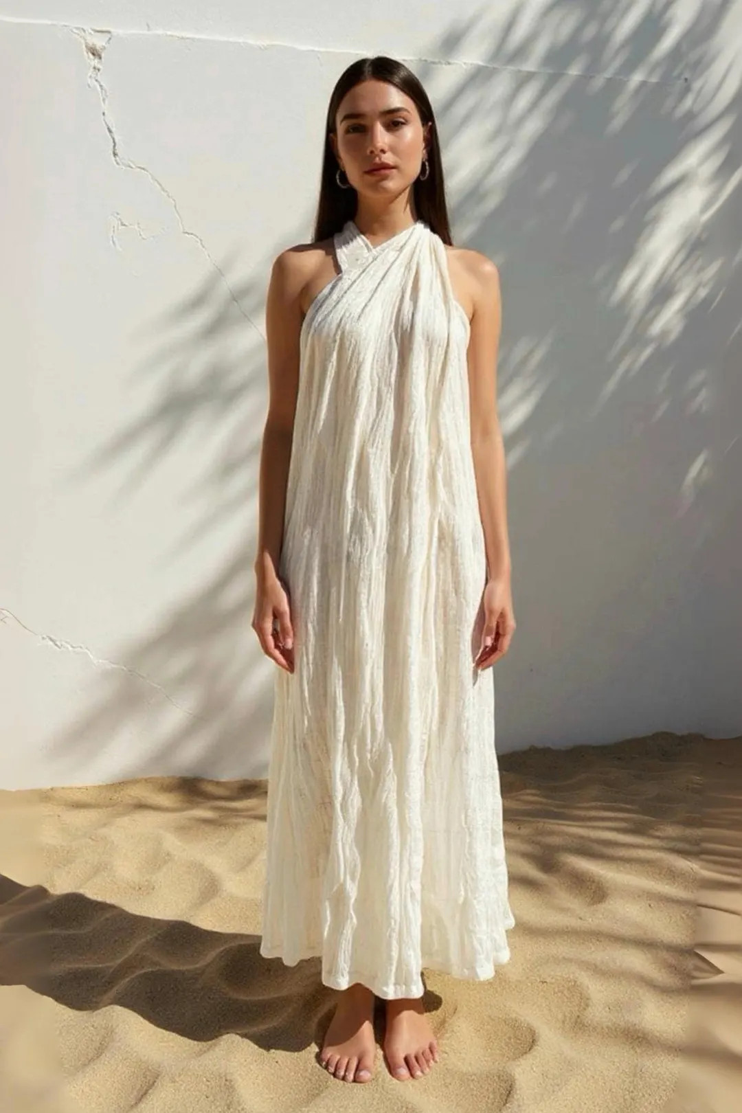 Convertible Cotton Gauze Wrap Dress: Beach Wedding Halter Maxi | Etsy (US)