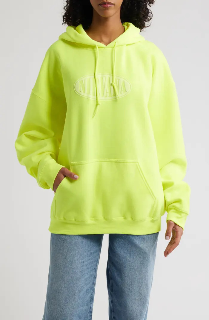 Nirvana Puff Print Logo Graphic Hoodie | Nordstrom