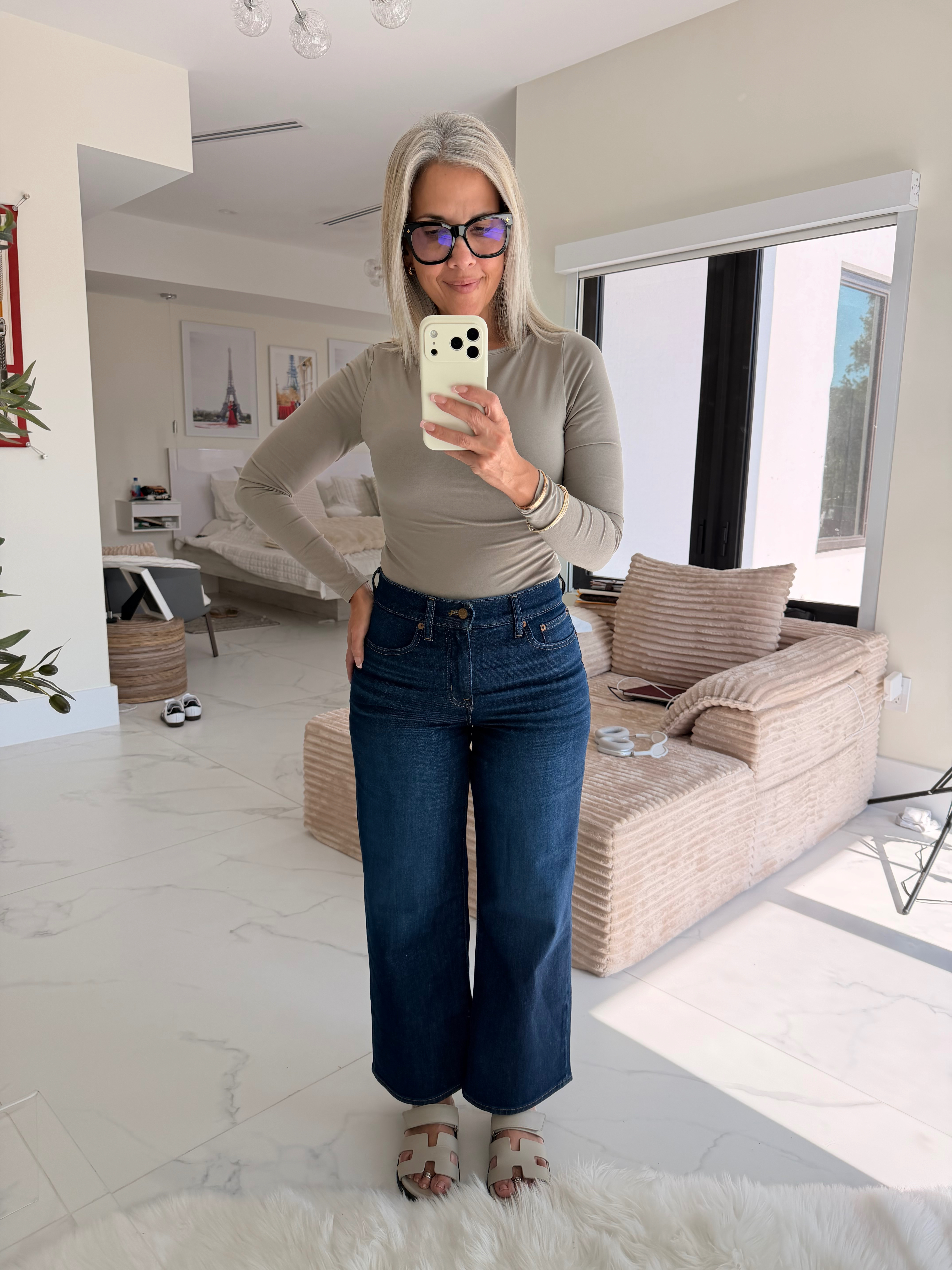 Jumping on the Wide-leg cropped jeans trend. Found these jeans at J. Crew, they are super soft, available in different washes and also run true to size. 

 #LTKgrwm #LTKootd