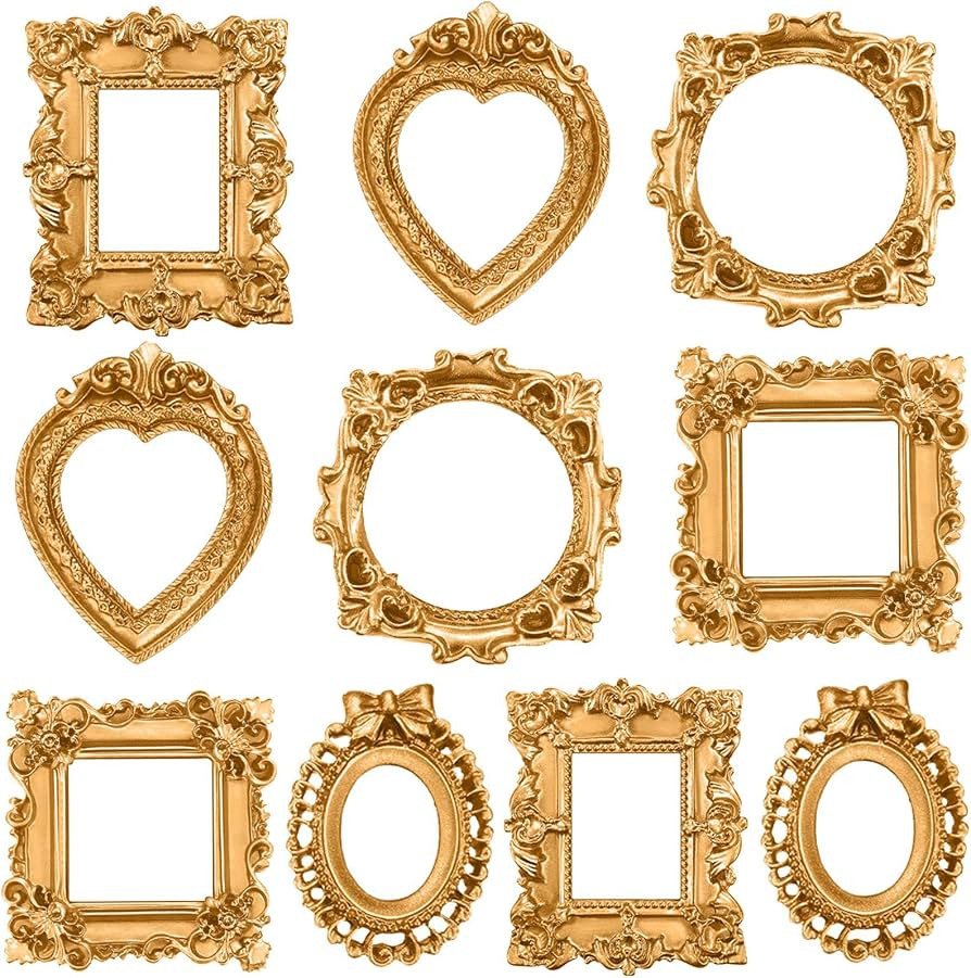Vicenpal 10 Pcs Vintage Mini Picture Frames Baroque Antique Small Resin Jewelry Display Table Fra... | Amazon (US)