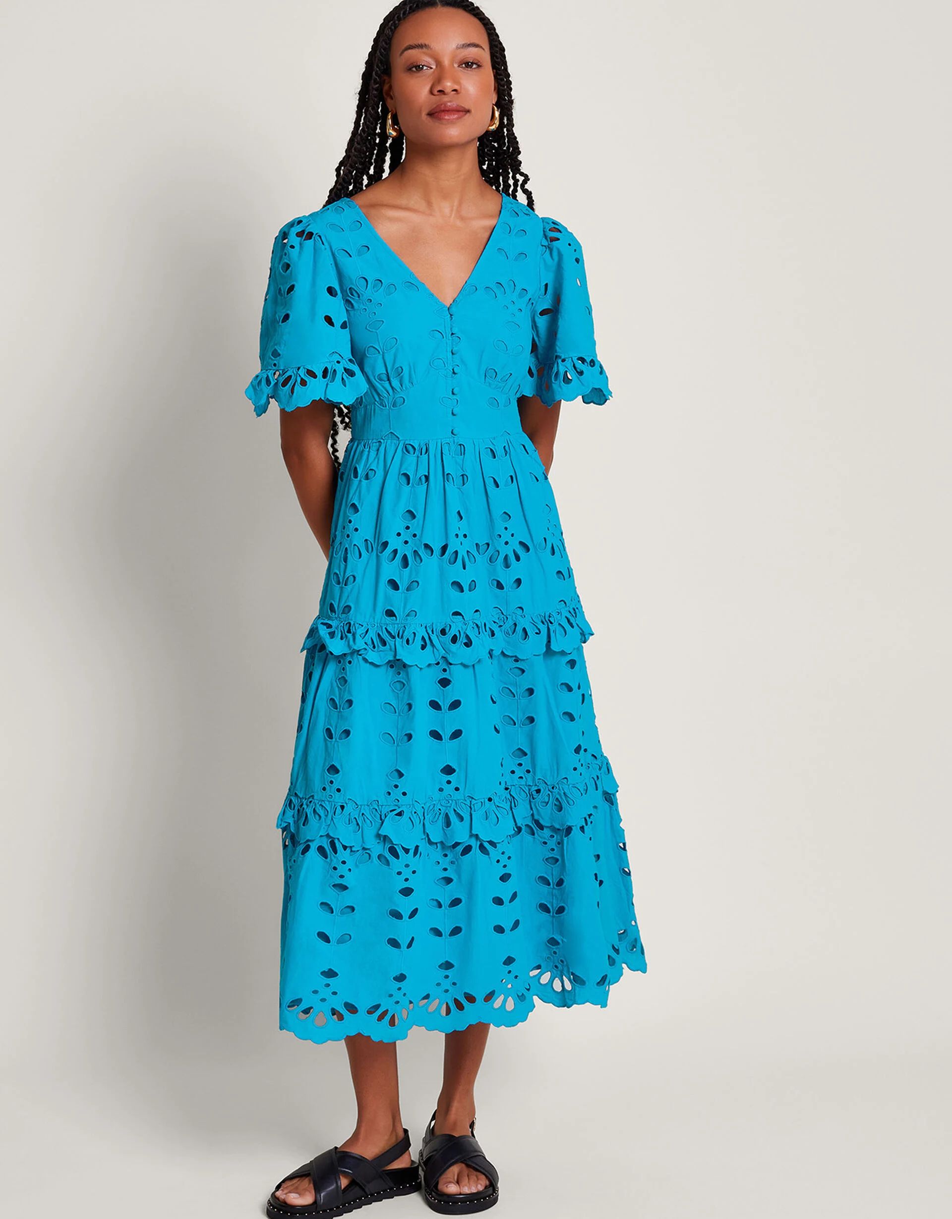 Beatrice Broderie Dress Blue | Monsoon (UK)