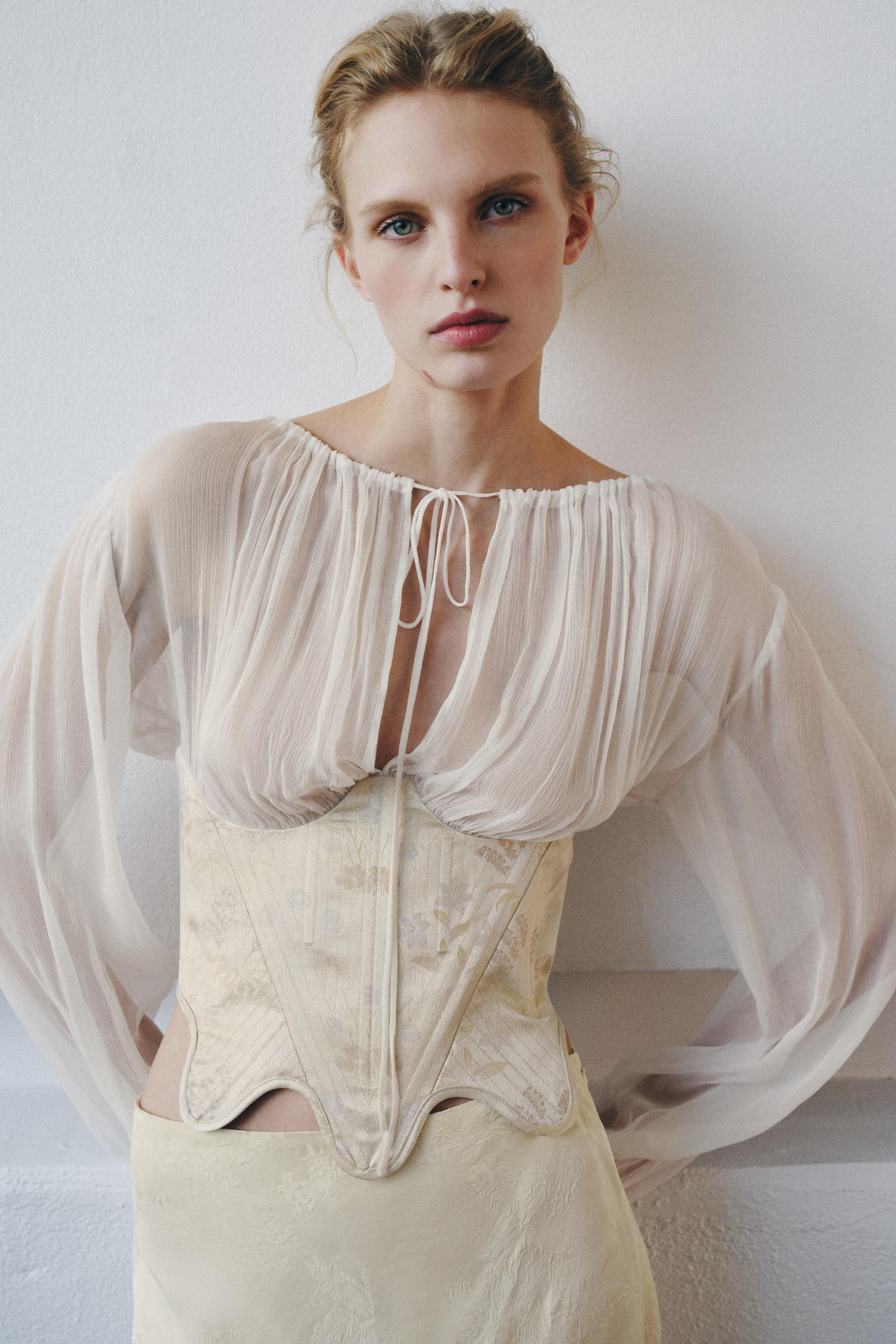 COMBINATION JACQUARD CORSET BLOUSE | Zara US