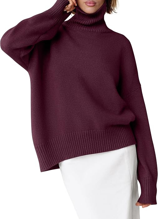 ANRABESS Women Turtleneck Oversized Long Sleeve Knit Sweater | Amazon (US)