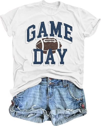 Ladicme Football Shirts for Women Game Day T Shirts Football Outfits White | Amazon (US)