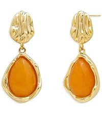 Jean Beau Dainty Vintage Gold Gemstones Dangle Drop Earrings for Women, Small Trendy Natural Ston... | Amazon (US)