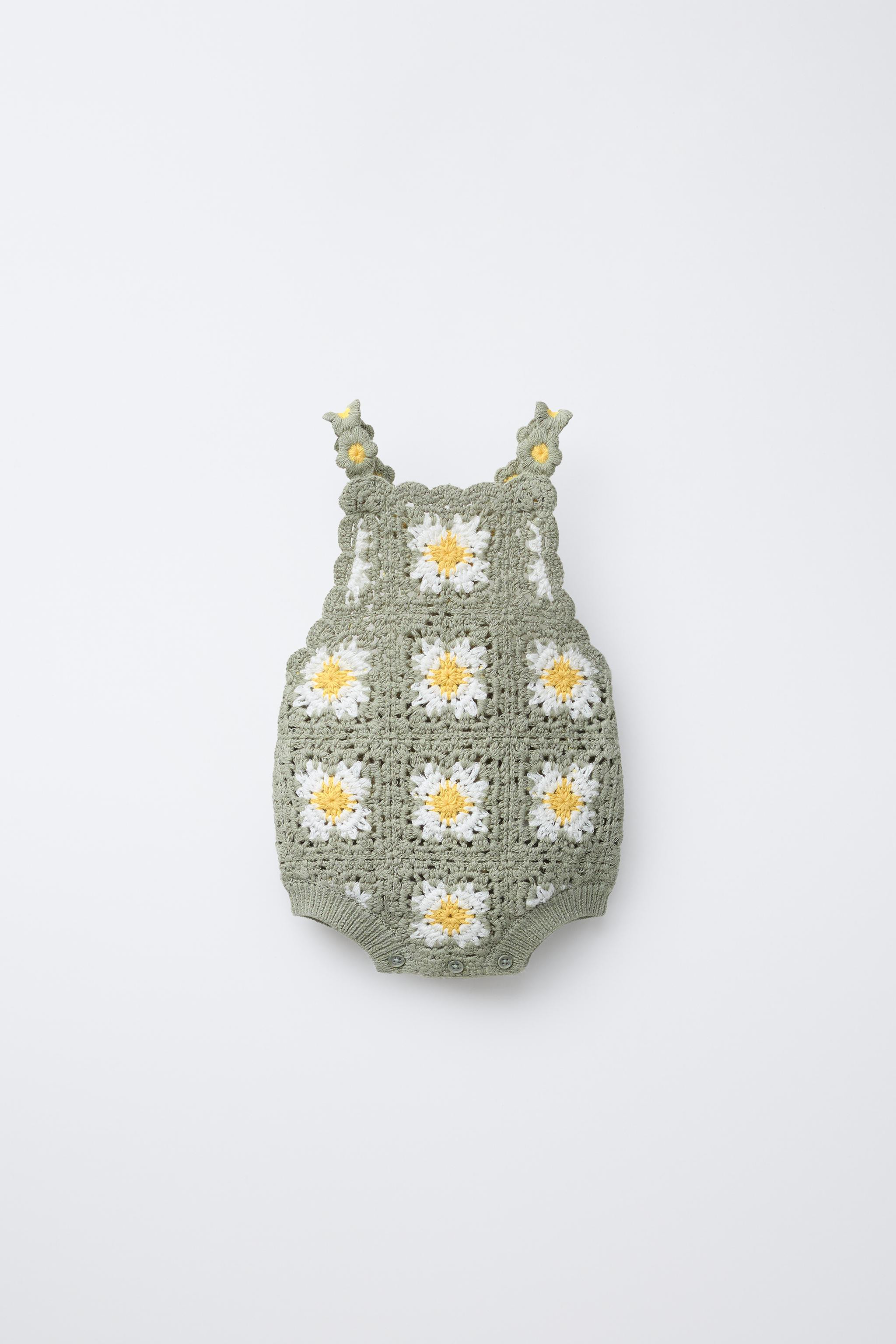CROCHET FLOWER KNIT ROMPER | Zara US