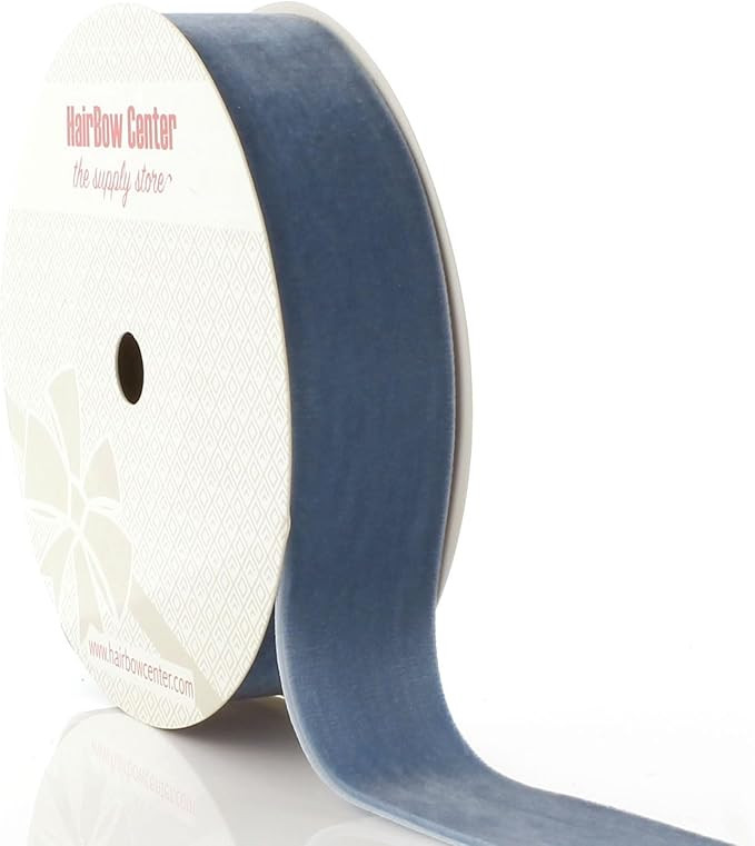 1" Velvet Ribbon Antique Blue 25 Yards HairBow Center | Amazon (US)