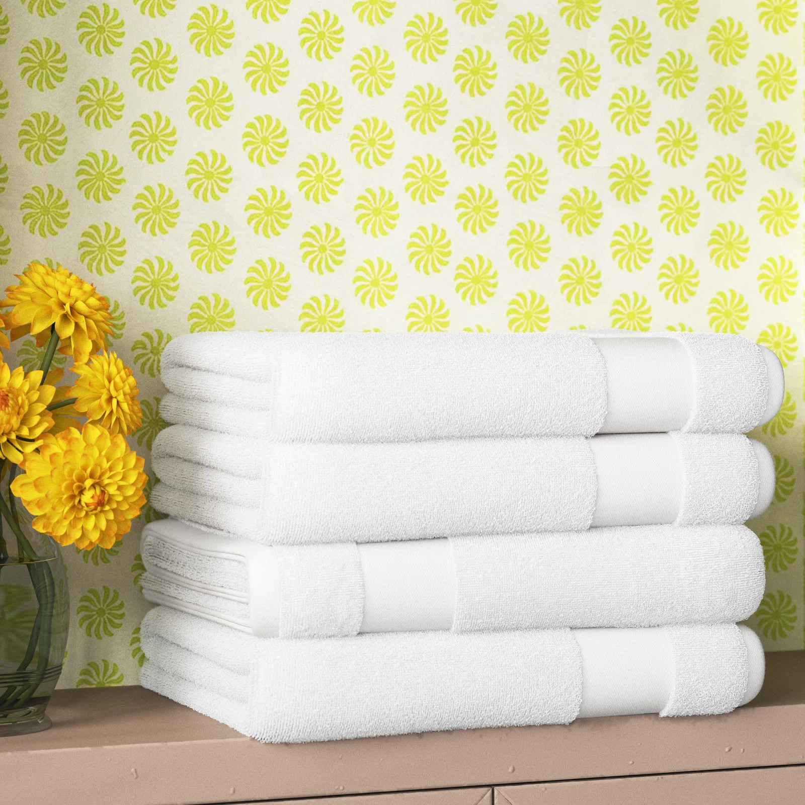 Berner 100% Cotton Bath Towel Set (Set of 4) | Wayfair North America