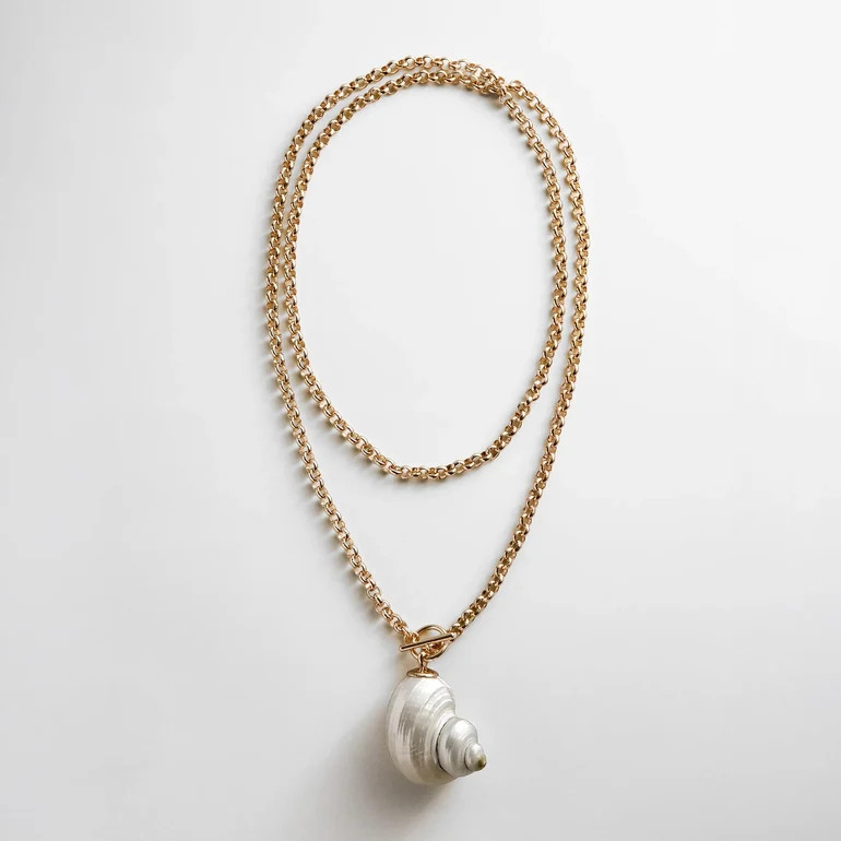 Ophelia Shell Wrap Necklace - Gold/Pearl | BaubleBar