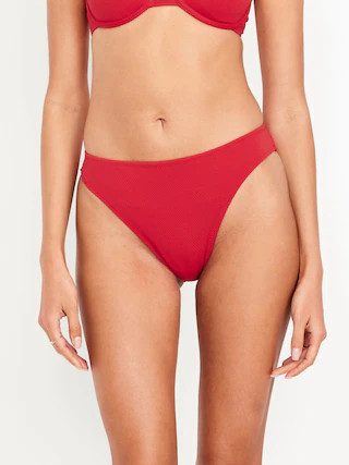 Mid-Rise Textured Bikini Swim Bottoms | Old Navy (US)