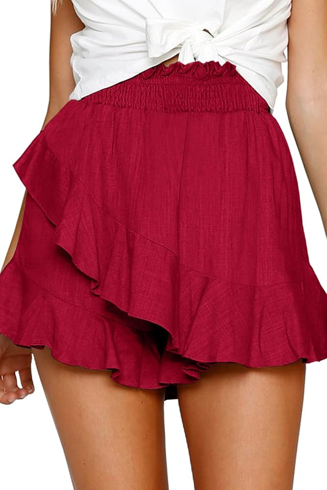 FRTROIN Skorts Skirts for Women Fashion Mini Wrap Skirt Flowy Linen Cotton High Waisted Shorts fo... | Amazon (US)