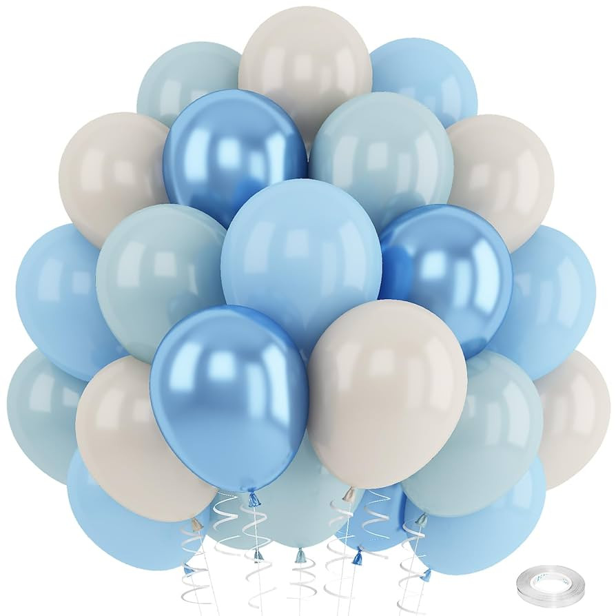 Blue White Sand Balloons Dusty Slate Fog Pastel Metallic Blue Beige Balloon 12INCH Helium Latex B... | Amazon (US)