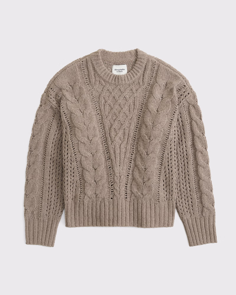 Women's Textural Stitch Cable Crew Sweater | Women's Tops | Abercrombie.com | Abercrombie & Fitch (US)