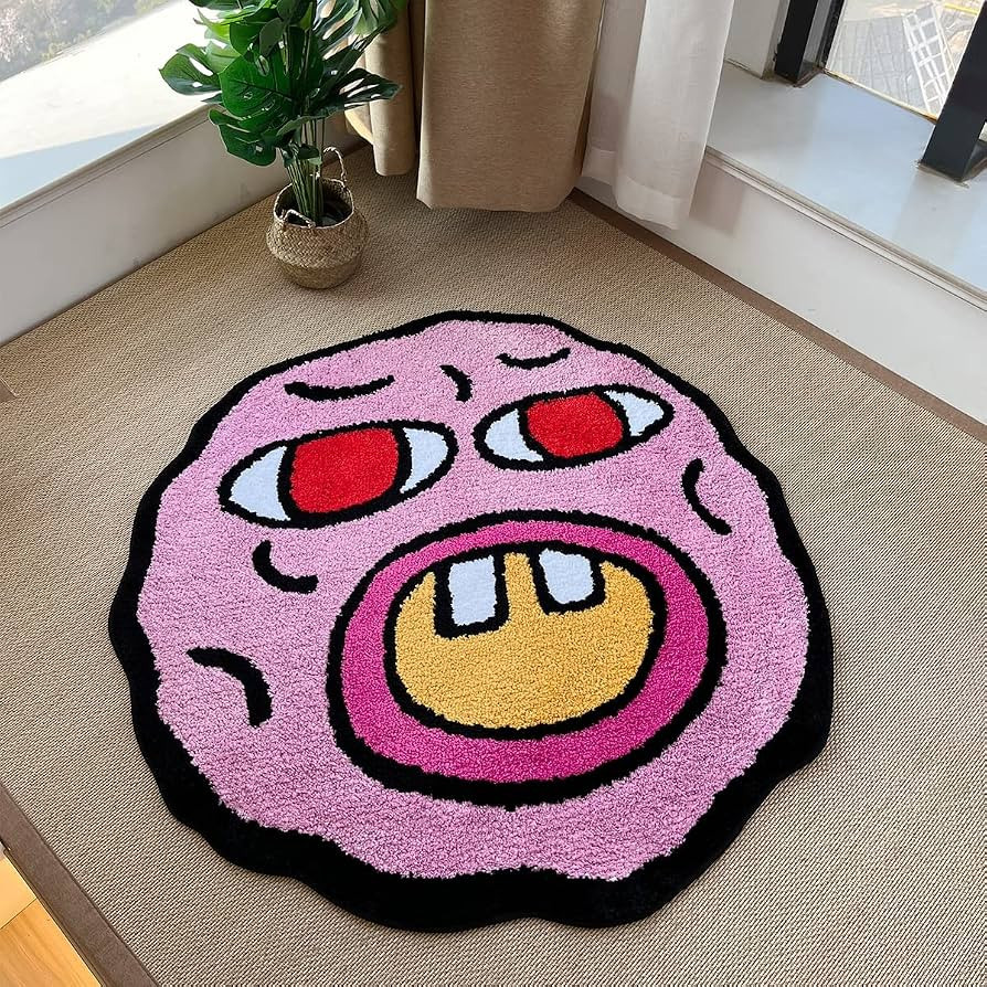 LAKEA Tufted Carpet Cherry Bomb Rug Pink Room Decor Kawaii Rug Small Rugs for Bedroom Cartoon Cir... | Amazon (US)