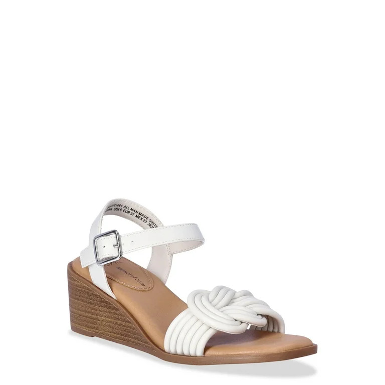 Time and Tru Women's Mid-Heel Knot Wedge Sandals | Walmart (US)