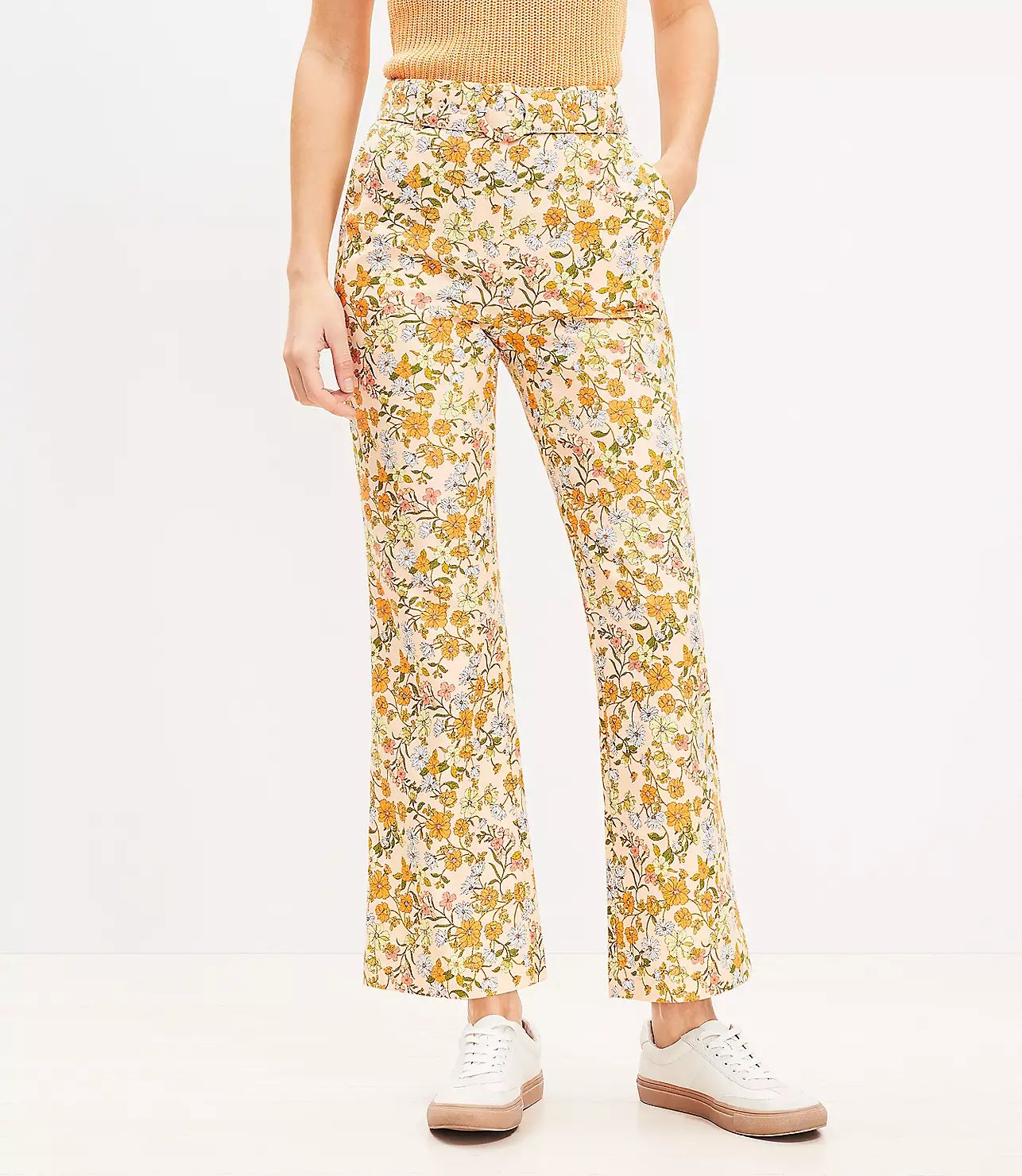 Belted Sutton Kick Crop Pants in Floral | LOFT