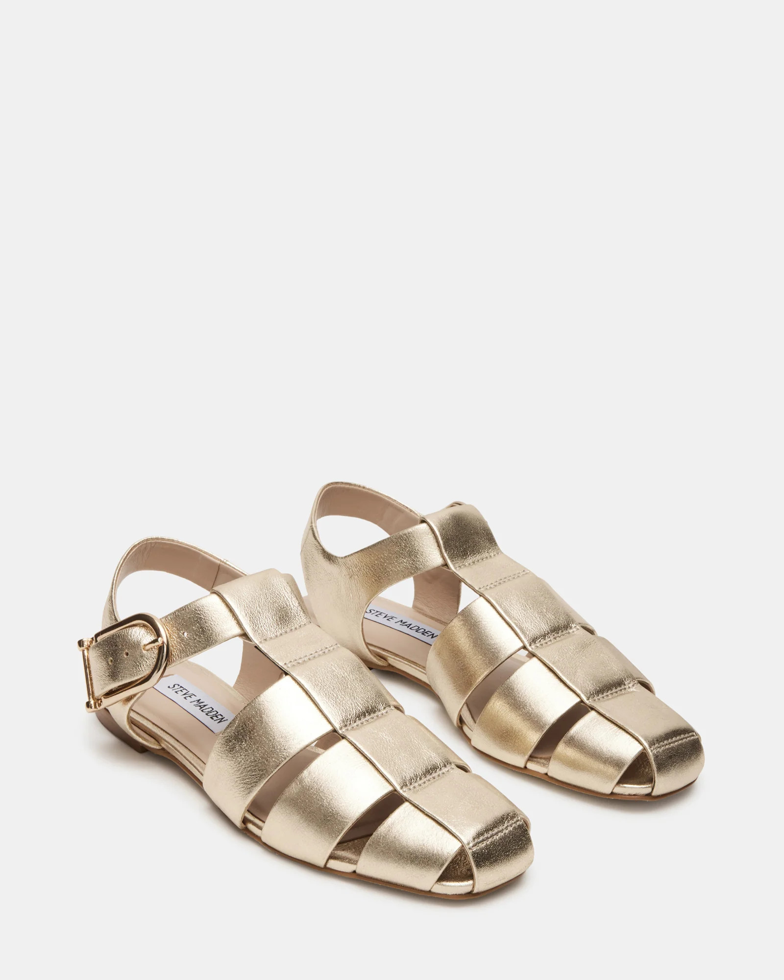 AUSTRIA Gold Leather Fisherman Flat | Women's Flats | Steve Madden (US)