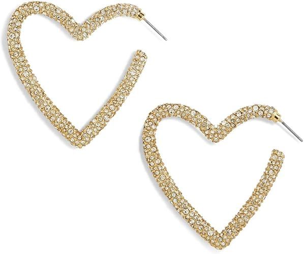 Heart Hoop Earrings CZ Crystal Gold Plated Earrings for Women | Amazon (US)
