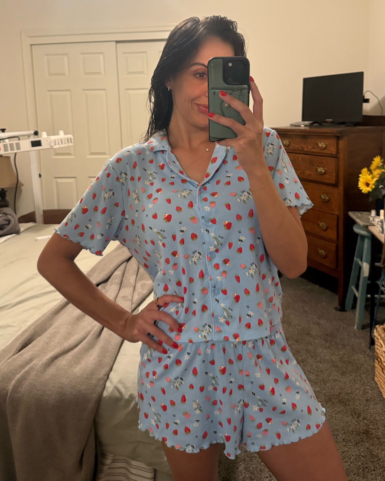 the cutest little strawberry pajamas 🍓