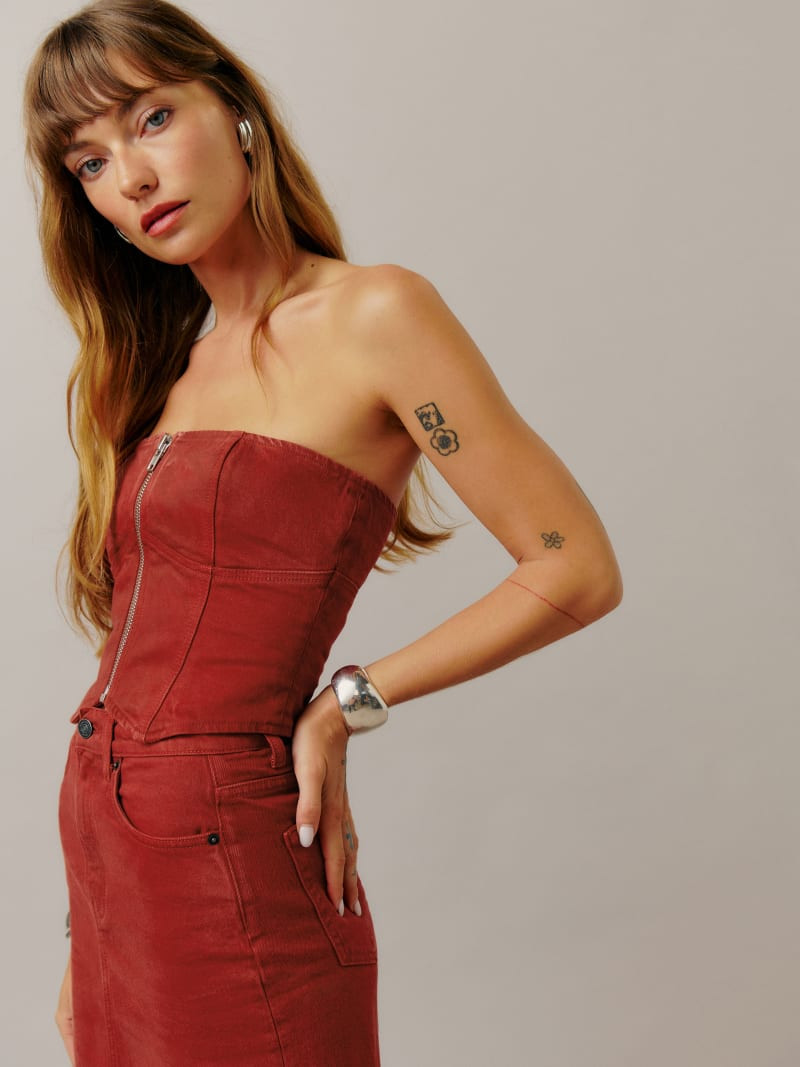 Ena Bustier Denim Top | Reformation (Global)