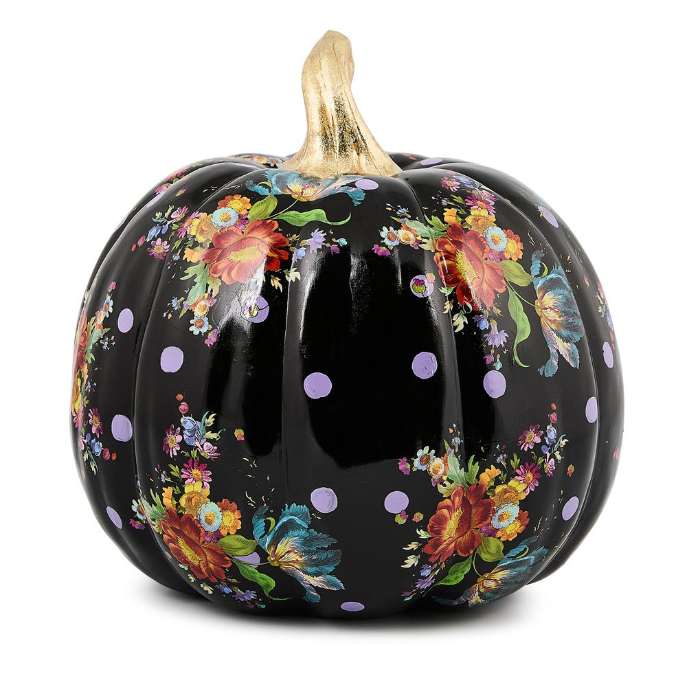 Black Flower Market Medium Pumpkin | MacKenzie-Childs