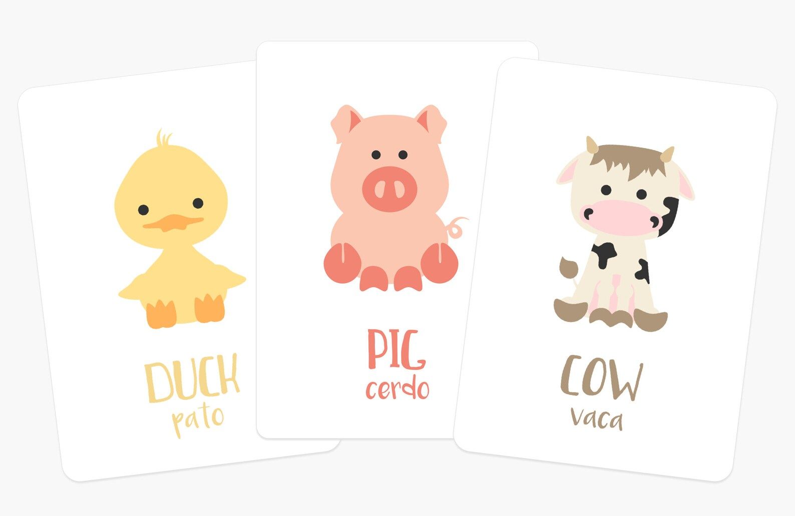 Farm Animal Flash Cards Gift for 2 Year Old Spanish English | Etsy | Etsy (US)