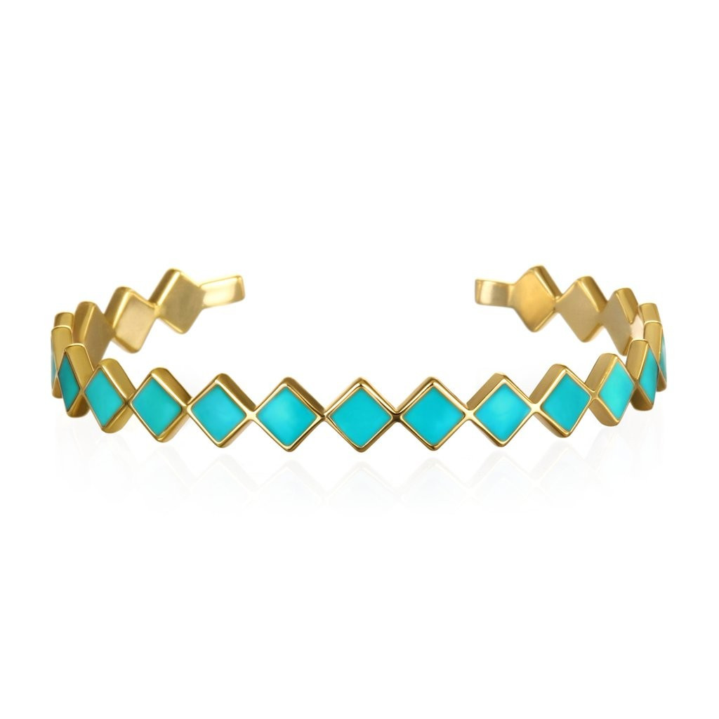 Turquoise Diamond Enamel Cuff | Sequin