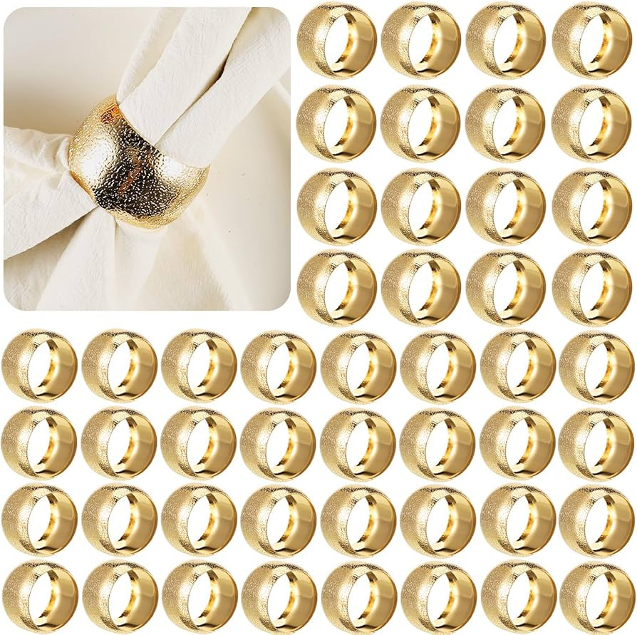 Lallisa Gold Napkin Rings Metal Napkin Ring Holders for Cloth Table Decorations for Wedding Anniv... | Amazon (US)