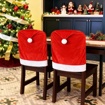Christmas Chair Covers,Red and White Santa Claus Hat Chair Back Cover Christmas Chair Slipcovers for Xmas Kitchen Dinning Room Bar Decoration | Target