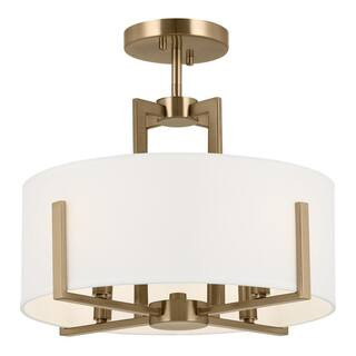 KICHLER Malen 15.5 in. 4-Light Champagne Bronze Bedroom Traditional Convertible Semi-Flush Mount ... | The Home Depot