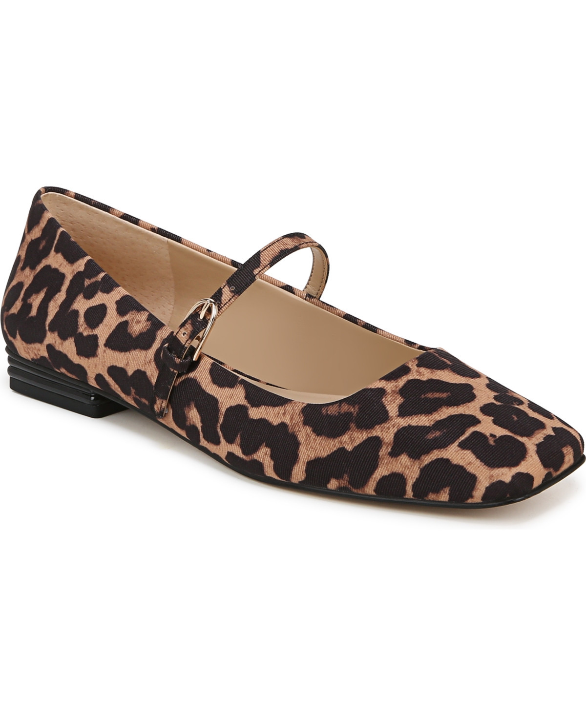 Franco Sarto Women's Tinsley Square Toe Mary Jane Flats - Leopard Print Fabric | Macy's