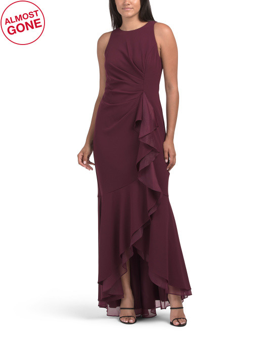 Sleeveless Cascading Ruffle Gown | TJ Maxx