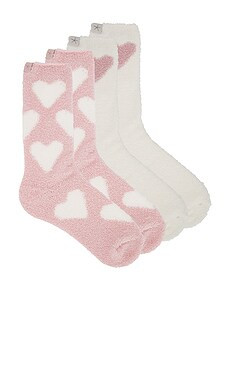 Barefoot Dreams CozyChic Heart Print Sock Set in Pink Peonie & Pearl from Revolve.com | Revolve Clothing (Global)