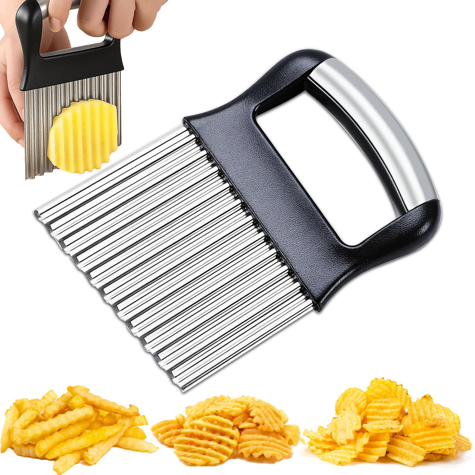 FANTEXY Crinkle Cutter for Veggies, Stainless Steel French Fry Cutter for Potatoes, Cucumbers, Ca... | Amazon (US)