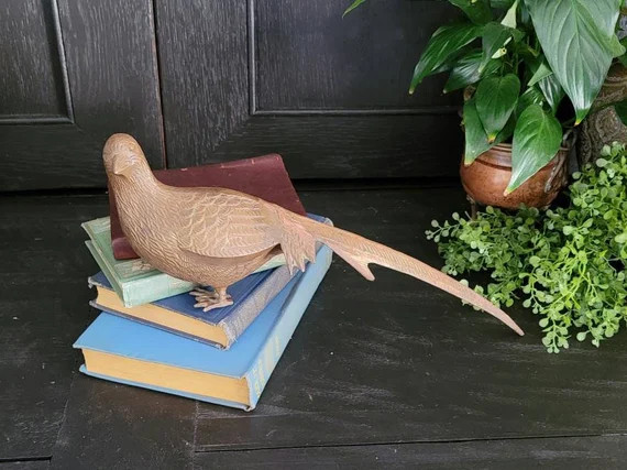 Vintage Brass Pheasant Statue | Vintage Aged Brass Patina Pheasant | Brass Wildlife Bird Decor St... | Etsy (US)