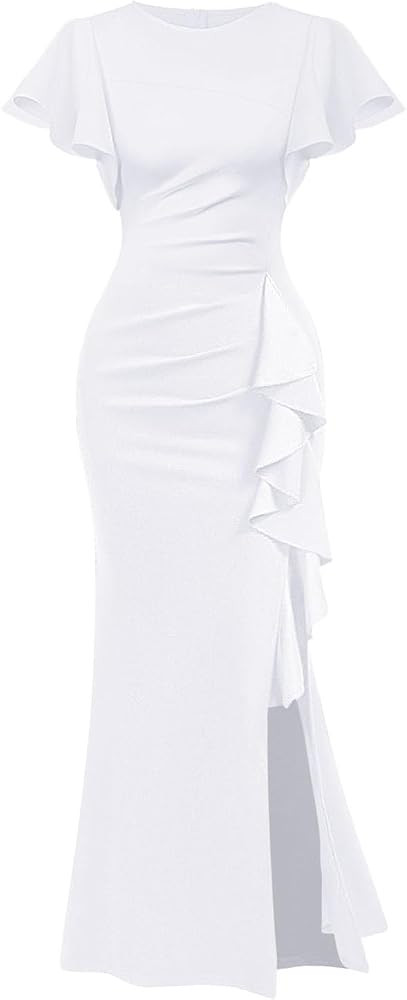 Memoriesea Women's Elegant High Split Ruched Bodycon Mermaid Evening Cocktail Maxi Dress | Amazon (US)