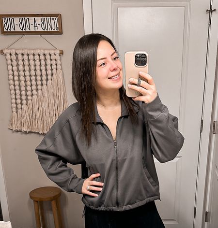 Obsessed with this zip up from Abercrombie. It is currently on sale for under $35! Fits TTS. 

full zip, Abercrombie style, everyday outfit, comfy outfit, cute and comfy, spring zip up, gray zip up, spring style, transitional outfit, transition to spring, cinched full zip, spring outfit, YPB neoKNIT, what to wearr

#LTKfindsunder50 #LTKsalealert #LTKfitness