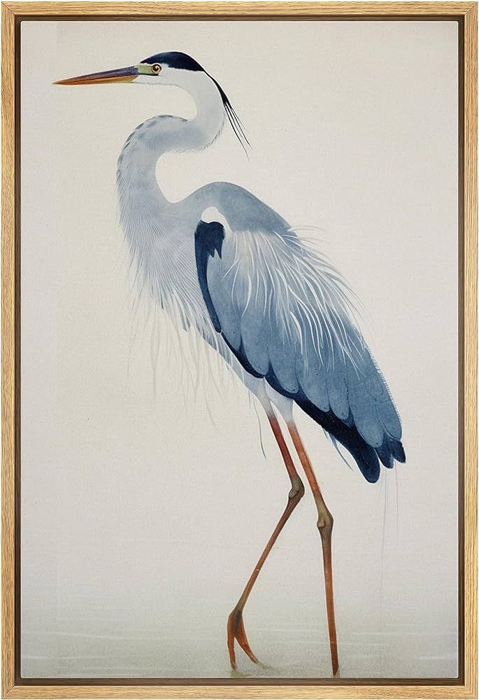 wall26 Framed Canvas Print Wall Art Watercolor Pastel Blue Heron Galapagos Bird Animals Wildernes... | Amazon (US)