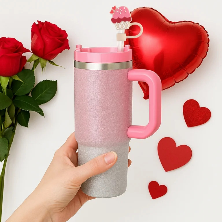 Cook with Color 6 Piece Silicone Valentine’s Day Straw Topper Set, Reusable Straw Covers for St... | Walmart (US)