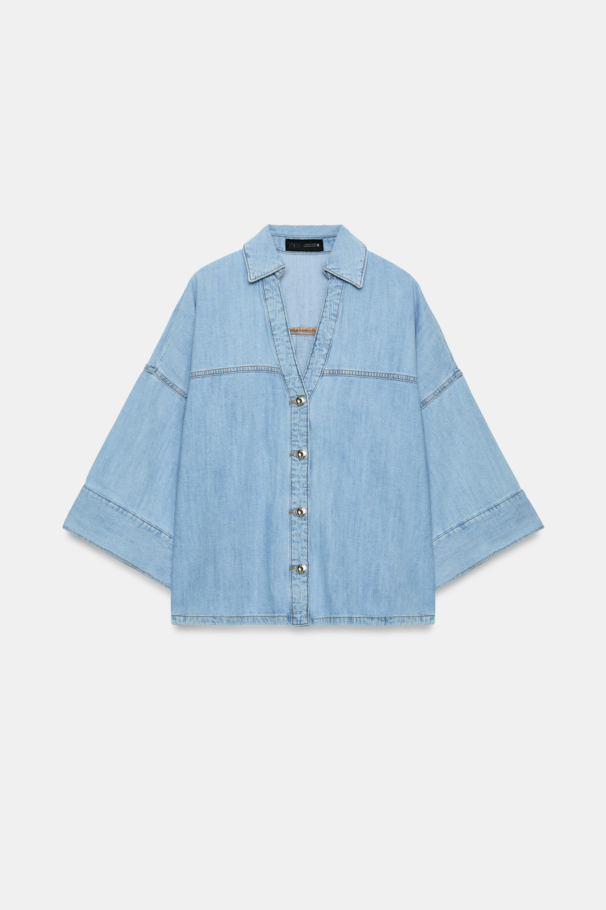 Z1975 WIDE SLEEVE DENIM SHIRT | Zara UK
