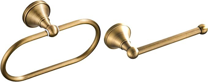 WOLIBEER Brass Toilet Paper Holder,AntiqueTowel Ring Oval Bathroom Tissue Roll Holder Hanger Bath... | Amazon (US)
