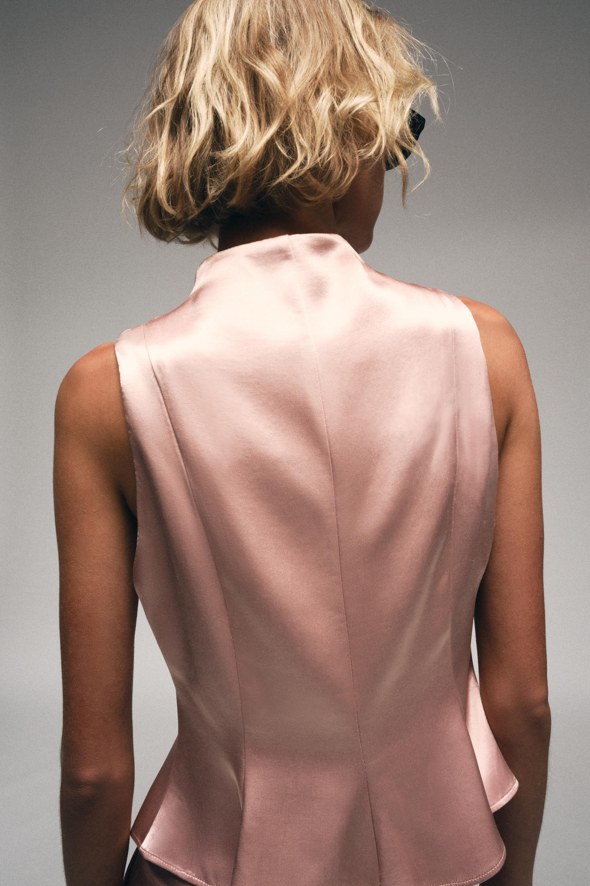 JEWEL BUTTON SATIN EFFECT TOP | Zara US